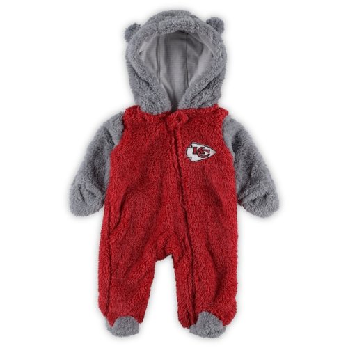 Newborn & Infant Kansas City Chiefs Red/Gray Game Nap Teddy Fleece Bunting Full-Zip Sleeper