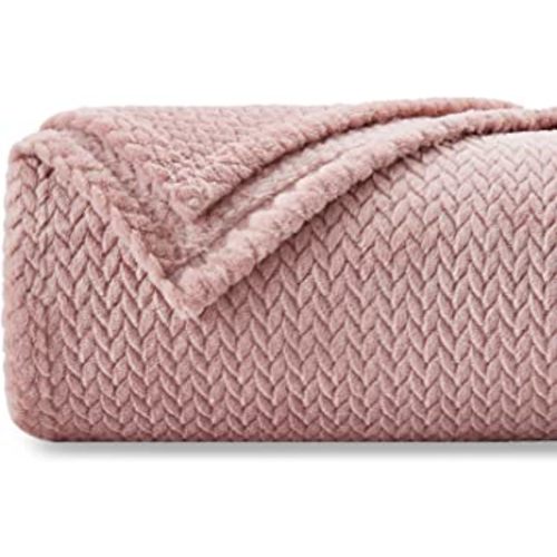 NEWCOSPLAY Super Soft Throw Blanket Dusty Pink Premium Silky Flannel Fleece Leaves Pattern Lightweight Bed Blanket All Season Use (Dusty Pink, Throw(40"x50"))