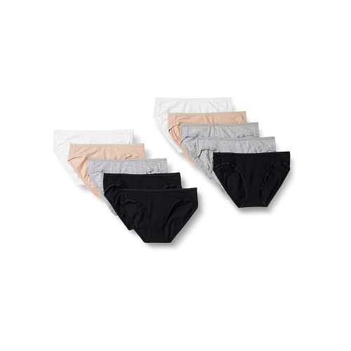 Amazon Essentials Women's Cotton Bikini Brief Underwear (Available in Plus Size), Multipacks