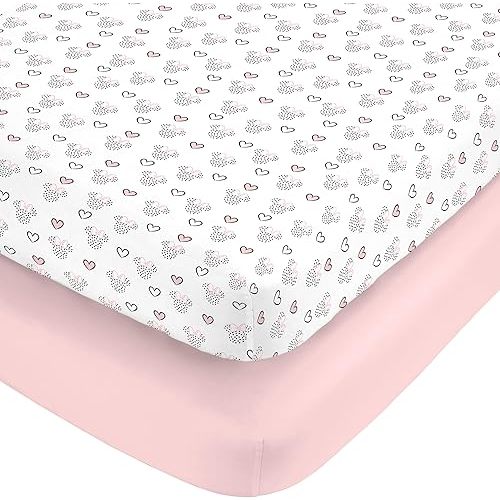 NoJo Disney Minnie Mouse Hearts Girl Standard 2-Pack Fitted Crib Mattress Sheets