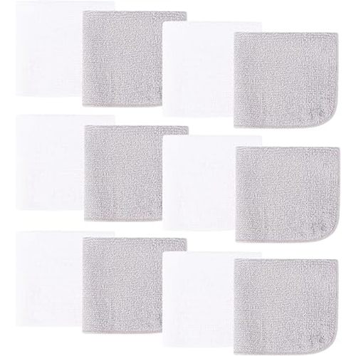 12 Pack Baby Washcloths - Soft and Absorbent 100% Cotton Terry Wash Cloths for Sensitive Skin Face Hand Body Burp Rag Wipes Essentials for Newborns Infants Toddlers Boys Girls