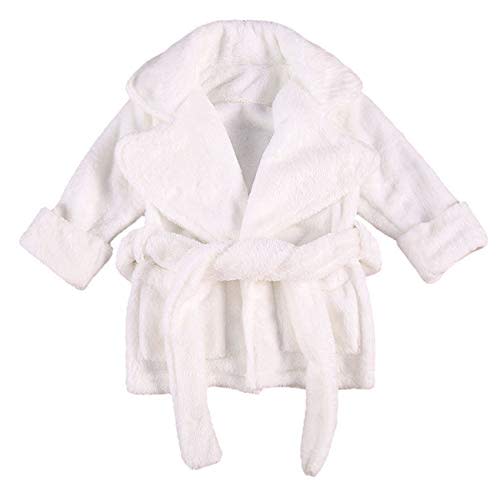 Qiylii Unisex Baby Plush Bathrobe Plain Kimono Gown Newborn Toddler Girls Boys Towel Robe Nightwear Clothes