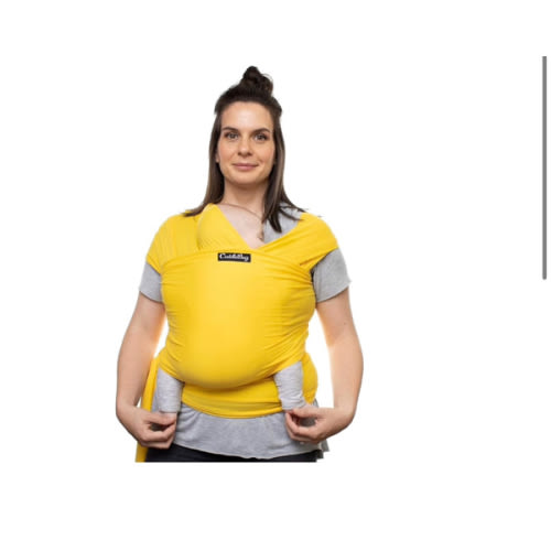 Cuddlebug Hands-Free Baby Carrier - Soft & Stretchy Wrap for Newborn to Toddler 7-35 lbs - One-Size-Fits-All Hip-Healthy Holder (Yellow)