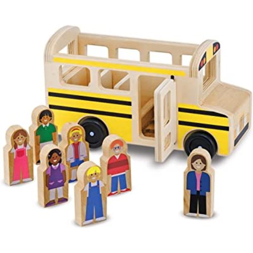 Melissa & Doug School Bus Wooden Toy Set With 7 Figures, Pretend Play, Classic Toys For Kids