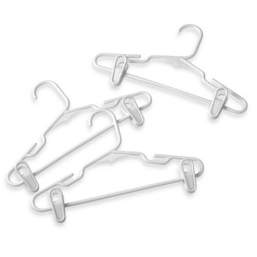 3-pack Plastic Children's Clothes Hangers with Clips in White - WHITE - SET OF 3