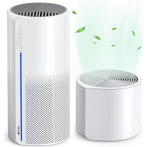 Afloia 2 in 1 HEPA Air Purifier with Humidifier, 3 Stage H13 Filters for Home Allergies Pets Hair Smoker Odors, Evaporative Humidifier, Auto Shut Off, Quiet Air Cleaner with Seven Color Light,MIROPRO - Large
