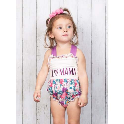 GOWN 0-3 Purple "I Love Mama" Floral Bubble