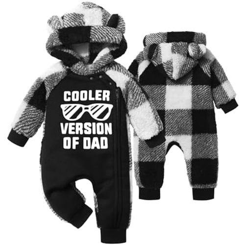 Baby Boy Clothes Winter Snowsuit Plaid Fleece Jumpsuit Bear Ear Hooded Romper Zipper Onesie Warm Infant Coat Outfit