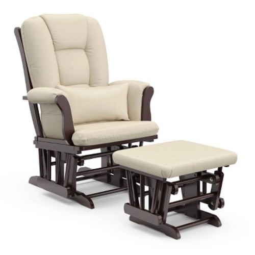 Storkcraft Tuscany Glider Nursery Rocking Chair and Ottoman, Color of base: Espresso Color of seat: Beige