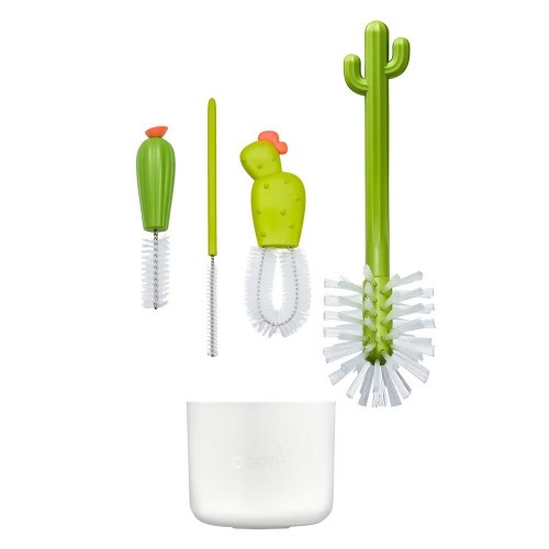 Boon Cacti Bottle Brush Set - White Pot - 4 Pieces | Mid Season Sale | Baby Bunting AU