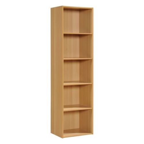 Hodedah 12 X 16 X 60 Inch 5 Shelf Bookcase And Office Organizer Solution For Living Room, Bedroom, Office, Or Nursery, White Wood Finish