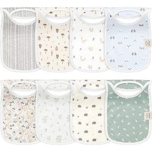 8-Pack Baby Bibs for Boys, Girls - Pullover Bibs for Drooling Teething Baby Girl & Boy Toddler, Newborn, Soft & Absorbent, Cute Colors, Large Torso Coverage Keep Infant Clean & Dry (Prairie)