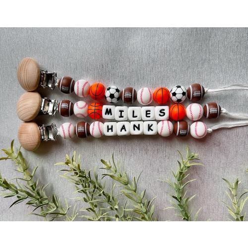 Personalized Pacifier Clip - Sports Combo