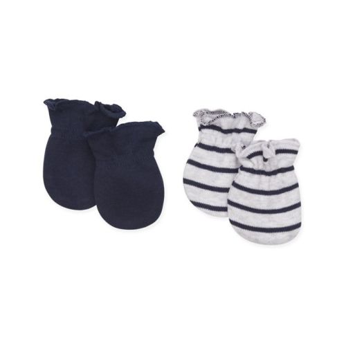 Petit Lem™ 2-Piece Newborn Mittens Set in Navy/Grey