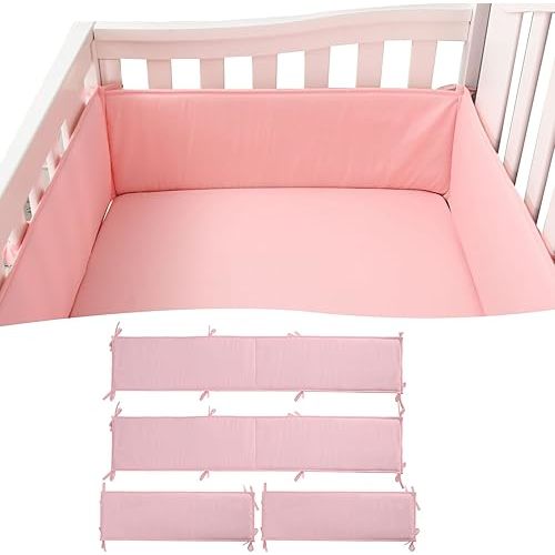 Mesh Liner Padded Covers 4Pcs Soft Breathable Cotton Pads,4 Sides Breathable Anti-Collision Cushion (FS-Pink)