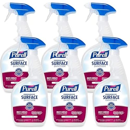 PURELL Foodservice Surface Sanitizer Spray, Fragrance Free, 32 fl oz Capped Bottle with Spray Trigger in Pack (Pack of 6) - 3341-06