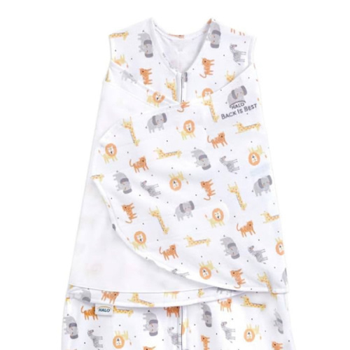 HALO 100% Cotton Sleepsack Swaddle, 3-Way Adjustable Wearable Blanket, TOG 1.5, Jungle Cotton, Small, 3-6 Months
