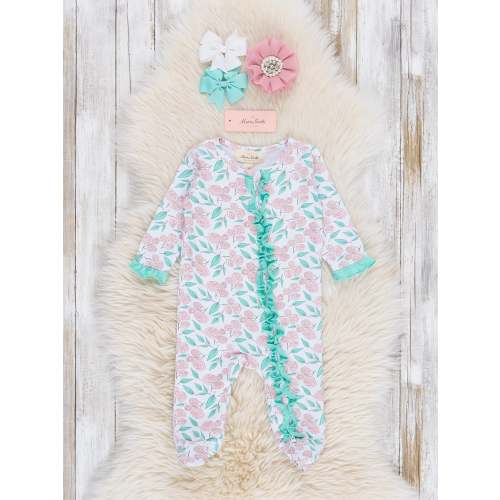 3-6 Rosewood Lane Ruffle Footed Sleeper Pajamas