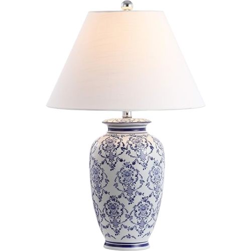 JONATHAN Y JYL8023A Juliana 26.25" Chinoiserie Ceramic LED Table Lamp Traditional Bedside Desk Nightstand Lamp for Bedroom Living Room Office College Bookcase LED Bulb Included, Blue/White