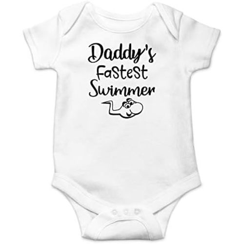 Daddys Fastest Swimmer - Funny for New Parent- Infant Baby Bodysuit