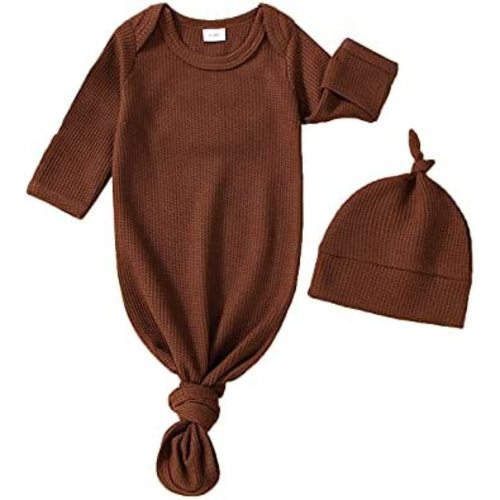 Twopumpkin Baby Girl Boy Coming Home Knotted Gown Unisex Newborn Infant Sleep Onesie Outfit Cute Baby Winter Pajamas