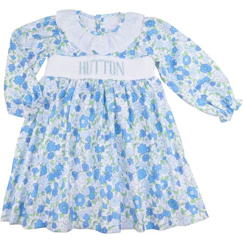 Blue Floral Corduroy Custom Smocked Dress – Cecil & Lou