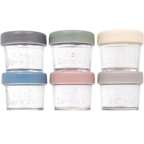 Weesprout Glass Baby Food Storage Jars W/ Lids - 4oz, 6 Pack Set