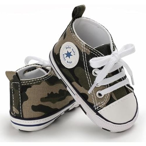 Unisex Baby Girls Boys Canvas High-top Shoes, Newborn Infant Anti-Slip Soft Sole Frist Walking Breathable Sneakers