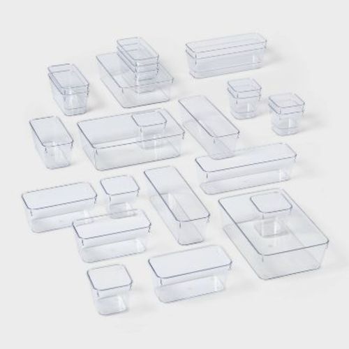 25pc Drawer Flatware Organizer - Brightroom™: Clear In-drawer Storage, Petg Material, Contemporary Style, Hand Wash