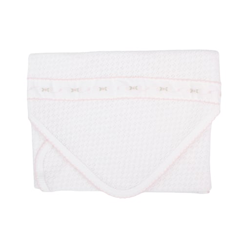 Paty Knit Swaddle Blanket with Swiss Floral Embroidery