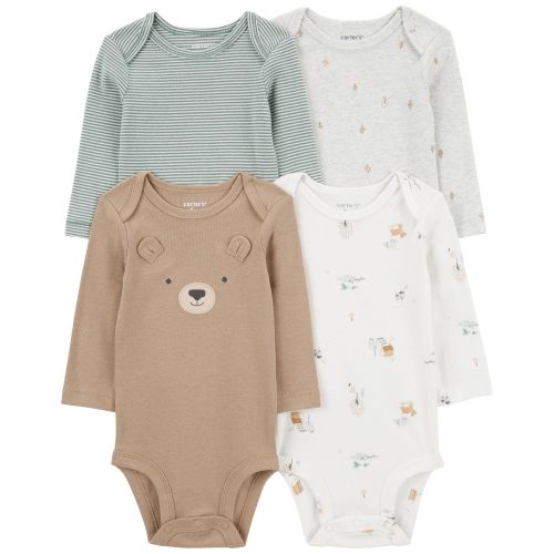 Baby 4-Pack Bear Long-Sleeve Bodysuits - Carter's | Carter's