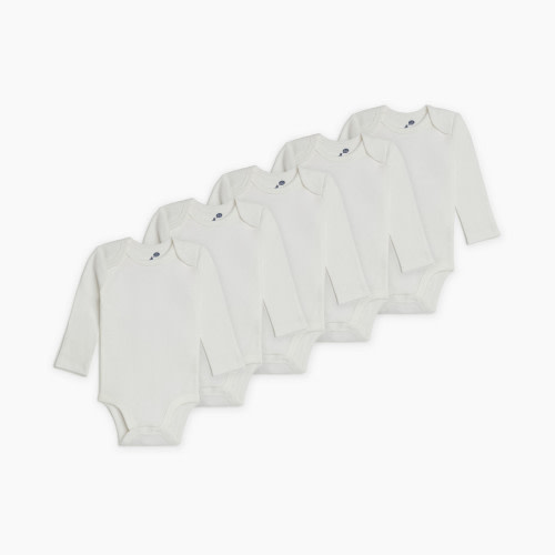 Small Story Long Sleeve Bodysuit (5 Pack) - White, 3-6 M