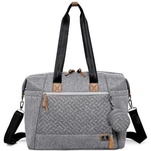 Dikaslon Diaper Bag Tote with Pacifier Case and Changing Pad Baby Bag for Boys and Girls, Gray