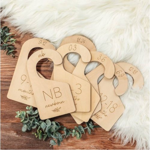 Beautiful Wooden Baby Closet Dividers - Double-Sided Organizer for Newborn to 24 Months Size Clothes - Adorable Nursery Decor Hanger Dividers Easily Organize Your Little Baby Girls or Boys Room
