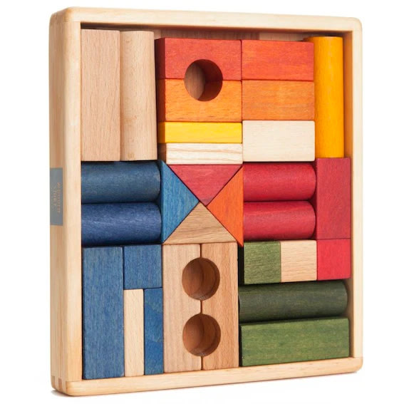 Wooden Story 30 Piece Block Set · Rainbow | Acorn Toy Shop
