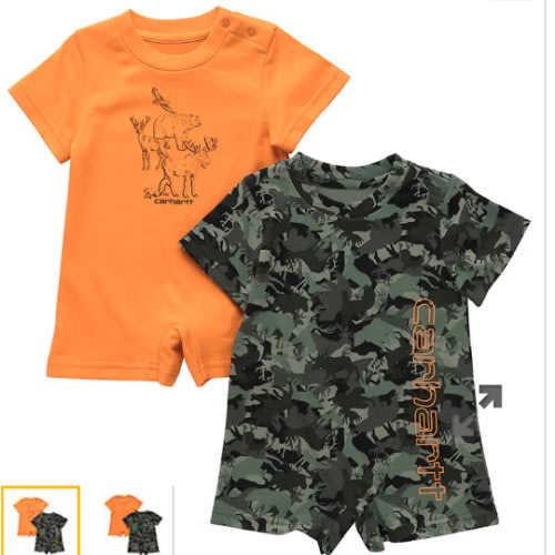 Boys' 2-Piece Short Sleeve Camo Romper Set (Infant) | 9M | Carhartt