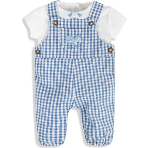 Whale Cotton Overalls & Bodysuit Set