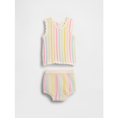 Baby Crochet Stripe Tank Outfit Set