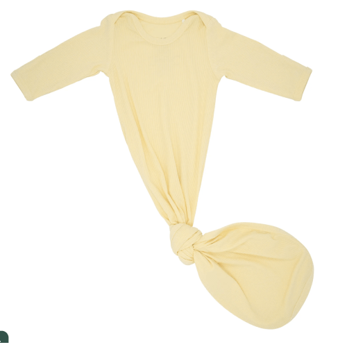 Lemon Yellow Small Ribbed Knotted Gown