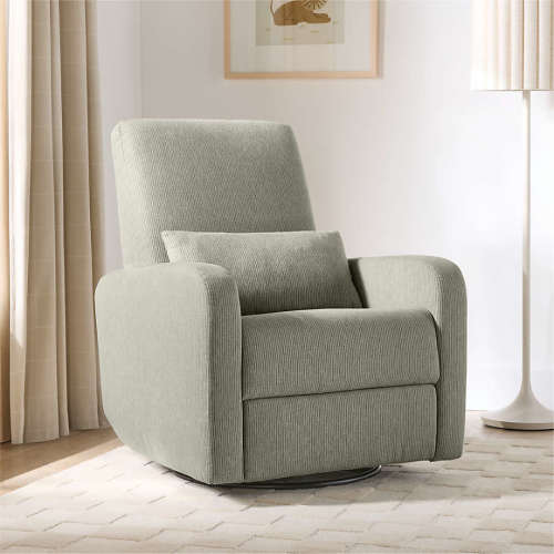 Kinney Field Green Stripe Swivel Glider Power Recliner Nursery Chair