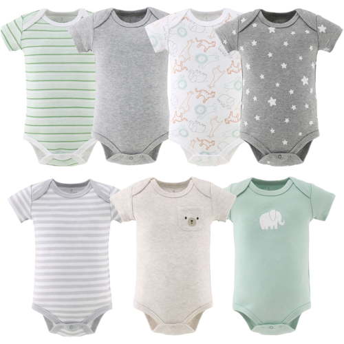 The Peanutshell, Baby Bodysuit, 4-Pack, Unisex Newborn Gray