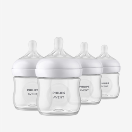 Philips Avent Natural Baby Bottles with Natural Response Nipples (Slow Flow, Flow 2), 4oz, 4-Pack, SCY900/04