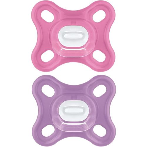 MAM Comfort Baby Pacifiers, Lightweight One-Piece Full Silicone Binky for Newborns 0-3 Months, BPA-Free Nipple, Easy to Clean Pacifier, Best for Breastfed Babies, with Sterilizer Case, 2 Count Binkies