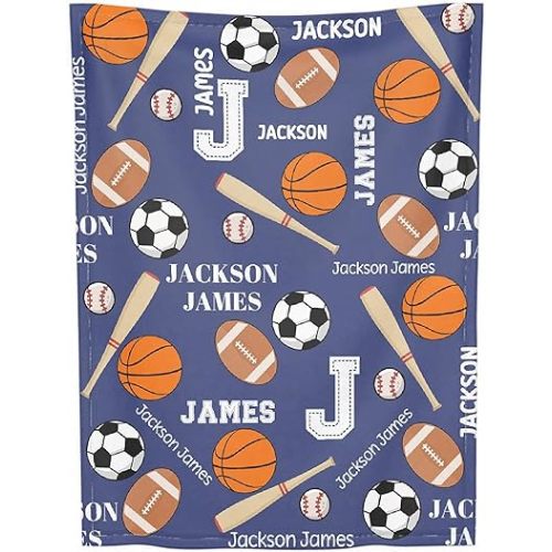 Personalized Sports Custom Baby Blankets with Name, Lightweight for All Seasons, Custom Baby Blanket As Festival Gifts Collection- Sofa, Living Room, Vacation House 30"x40" for Baby/Pets