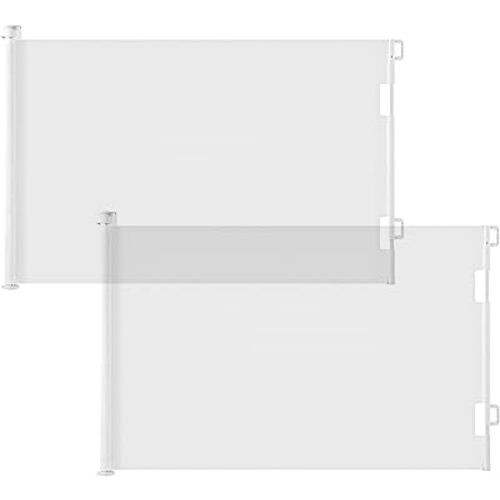 Cumbor 2 Pack Baby Gate Retractable Gates for Stairs, Mesh Dog Gate for The House, Wide Pet Gate 33" Tall, Extends to 55" Wide, Long Child Safety Gates for Doorways, Hallways, Indoor/Outdoor(White)