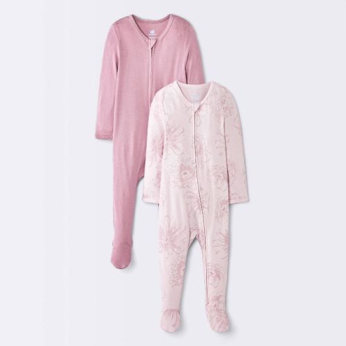 Baby Girls' 2pk So Very Soft Floral Modal Sleep N' Play - Cloud Island™ Pink 0-3M