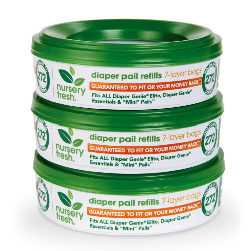 Nursery Fresh Diaper Pail Refills, 3 Count, Disposable, Holds 816 Diapers