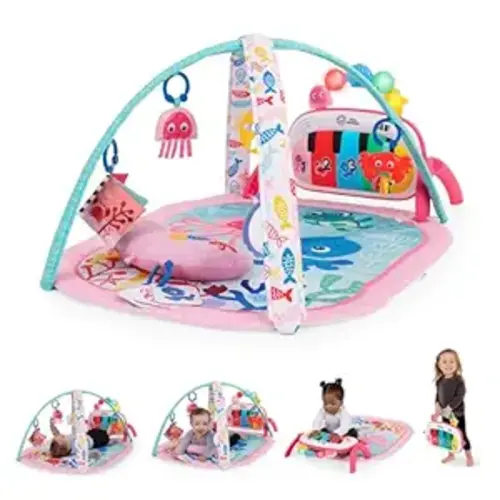 Baby Einstein Ocean Explorers 4-in-1 Kickin Tunes Jellyfish Jamboree Music & Language Discovery Gym, Pink, Ages 0 Months and Up