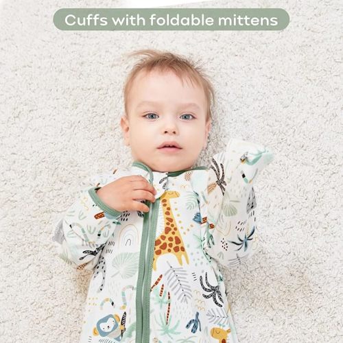 Yoofoss Baby Sleep Sack 0-6 Months Long Sleeve Wearable Blanket Baby 100% Cotton 2-Way Zipper 0.5 Tog Infants Sleeping Sack, Lightweight(Small)