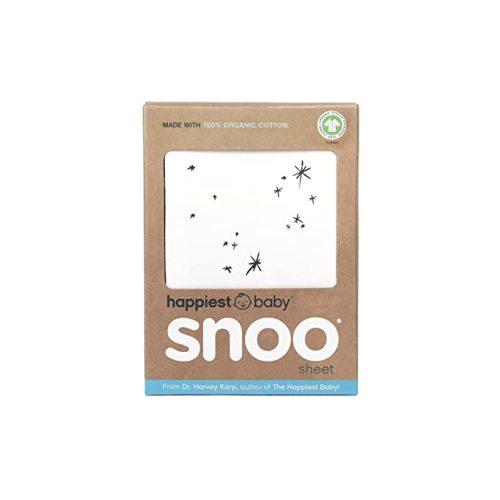 Happiest Baby SNOO Bassinet Fitted Sheet - 100% Organic Cotton Nursery Bedding - Fits SNOO Sleeper Crib Mattress (Ivory Galaxy)